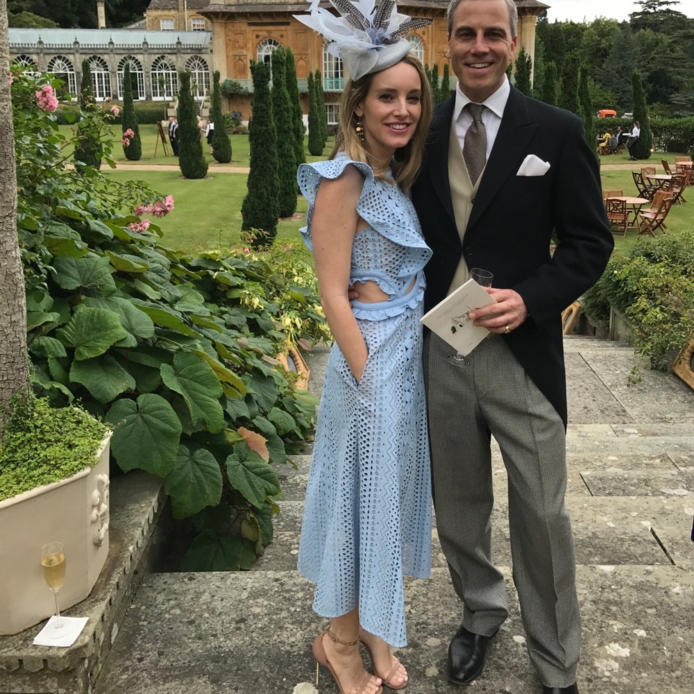 Self-Portrait Blue Cut-out Broderie-anglaise Dress